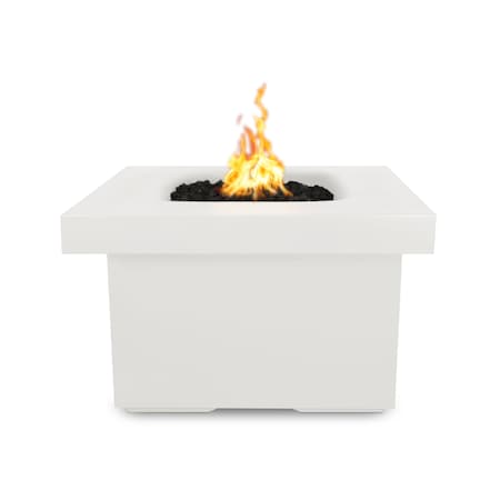 The Outdoor Plus 36 Square Ramona Fire Table - GFRC Concrete - White - Match Lit - Liquid Propane OPT-RMNSQ36-LIM-LP